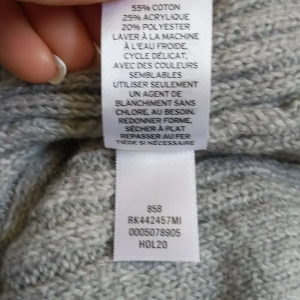 Abound NWT gray ribbed sweater hoodie, cotton blend, wide sleeve, L